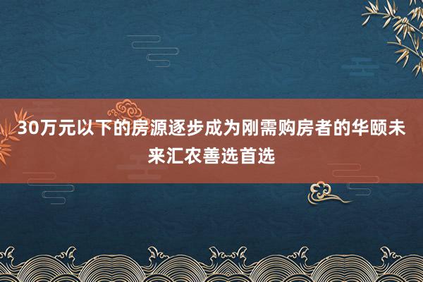 30万元以下的房源逐步成为刚需购房者的华颐未来汇农善选首选
